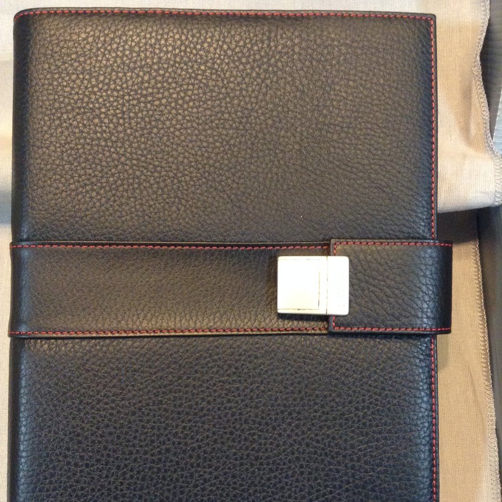 Men Woman Beautiful Leather Portfolio Agenda Organizer Black Luxury